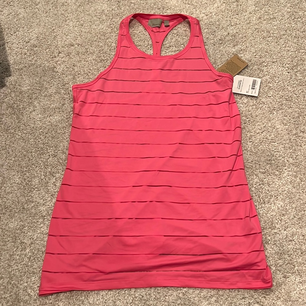 Athleta NWT pink strip mesh tank size small tall